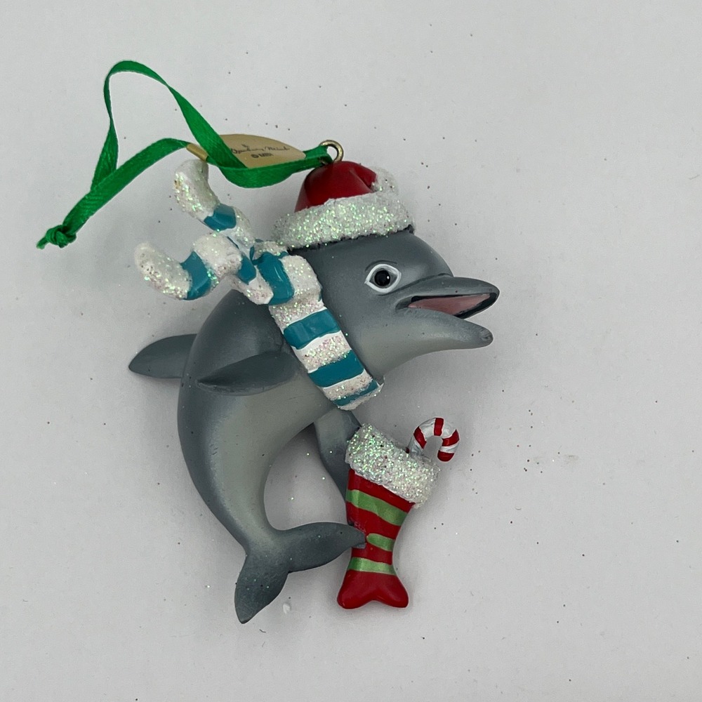Danbury Mint Dolphin Christmas Ornament Grey Baby Animal Holiday Decor